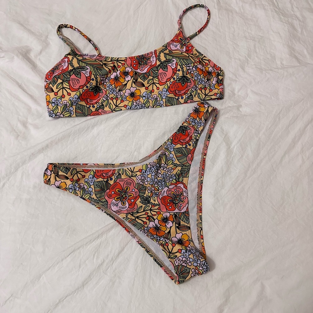 Floral multicolor two piece bikini